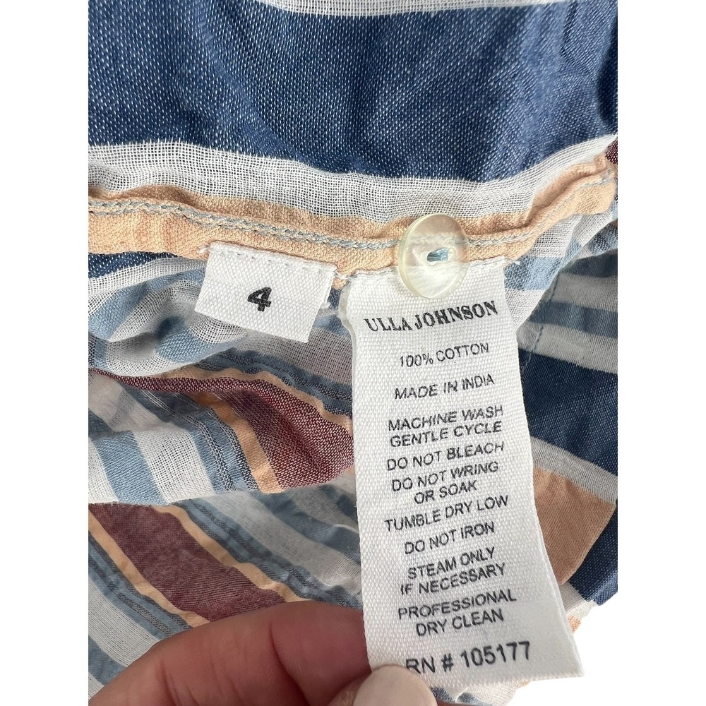 Ulla Johnson Martim Shorts Sky Blue Striped Tie Waist High Rise Short Size 4‎ - Picture 11 of 11